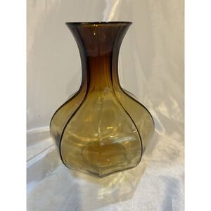 VINTAGE TIARA INDIANA GLASS AMBER COLONIAL 8" WATER BOTTLE/VASE - 9 SIDED